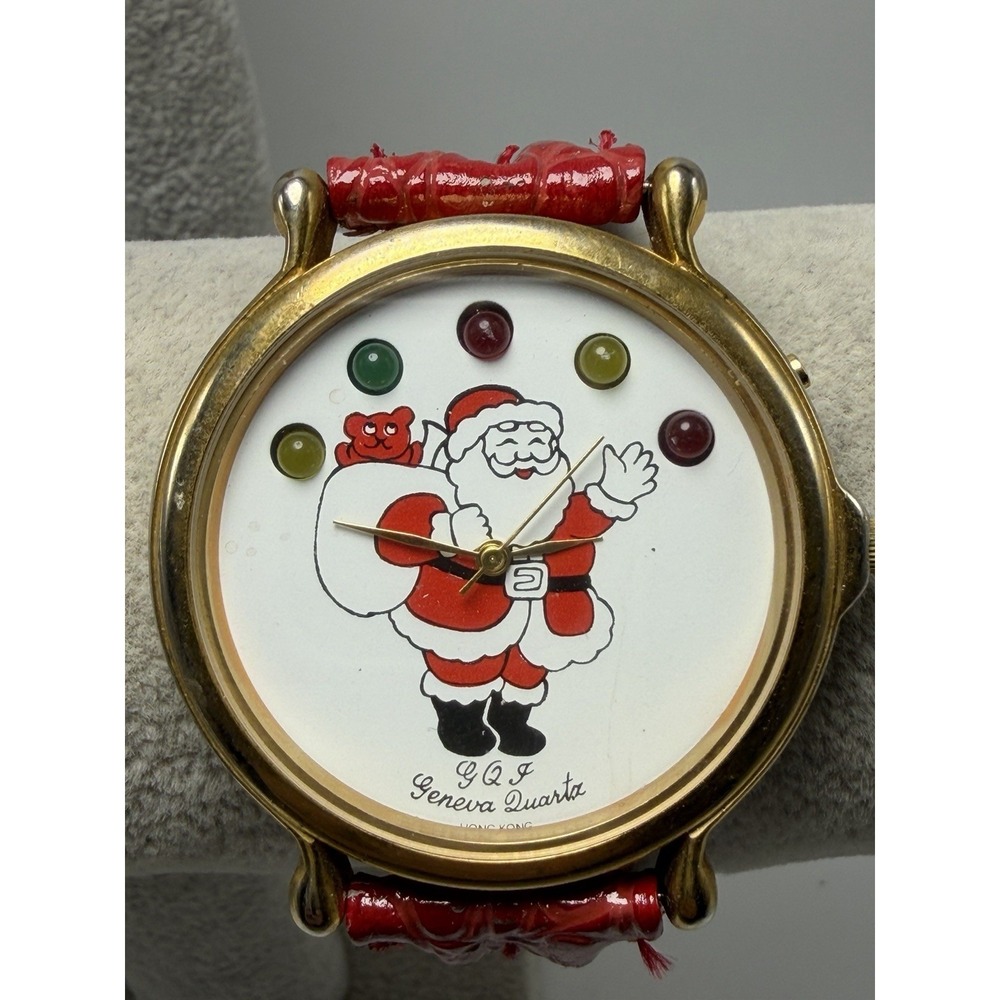Geneva GQF Vintage New Battery Mens Santa Claus Watch 43MM 8" Christmas Lights